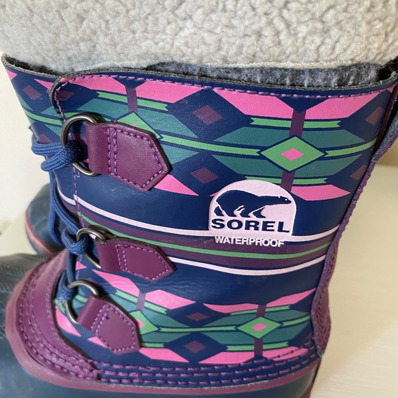 Sorel Caribou Womens Purple Waterproof Insulated Rubber Winter Snow Boots Size 3 - Picture 4 of 8